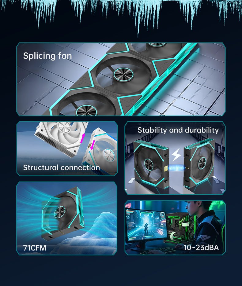 COOLMOON HiFrost ICELOOP01 ARGB 120mm PWM fan Forward 3 - Pack Black - I Gaming Computer | Australia Wide Shipping | Buy now, Pay Later with Afterpay, Klarna, Zip, Latitude & Paypal