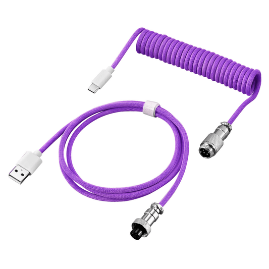 Custom Mechanical Coiled Cable Purple - I Gaming Computer | Australia Wide Shipping | Buy now, Pay Later with Afterpay, Klarna, Zip, Latitude & Paypal