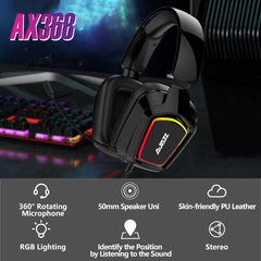 Ajazz AX368 Black USB Gaming Headset With Noise Canceling Mic RGB - I Gaming Computer | Australia Wide Shipping | Buy now, Pay Later with Afterpay, Klarna, Zip, Latitude & Paypal