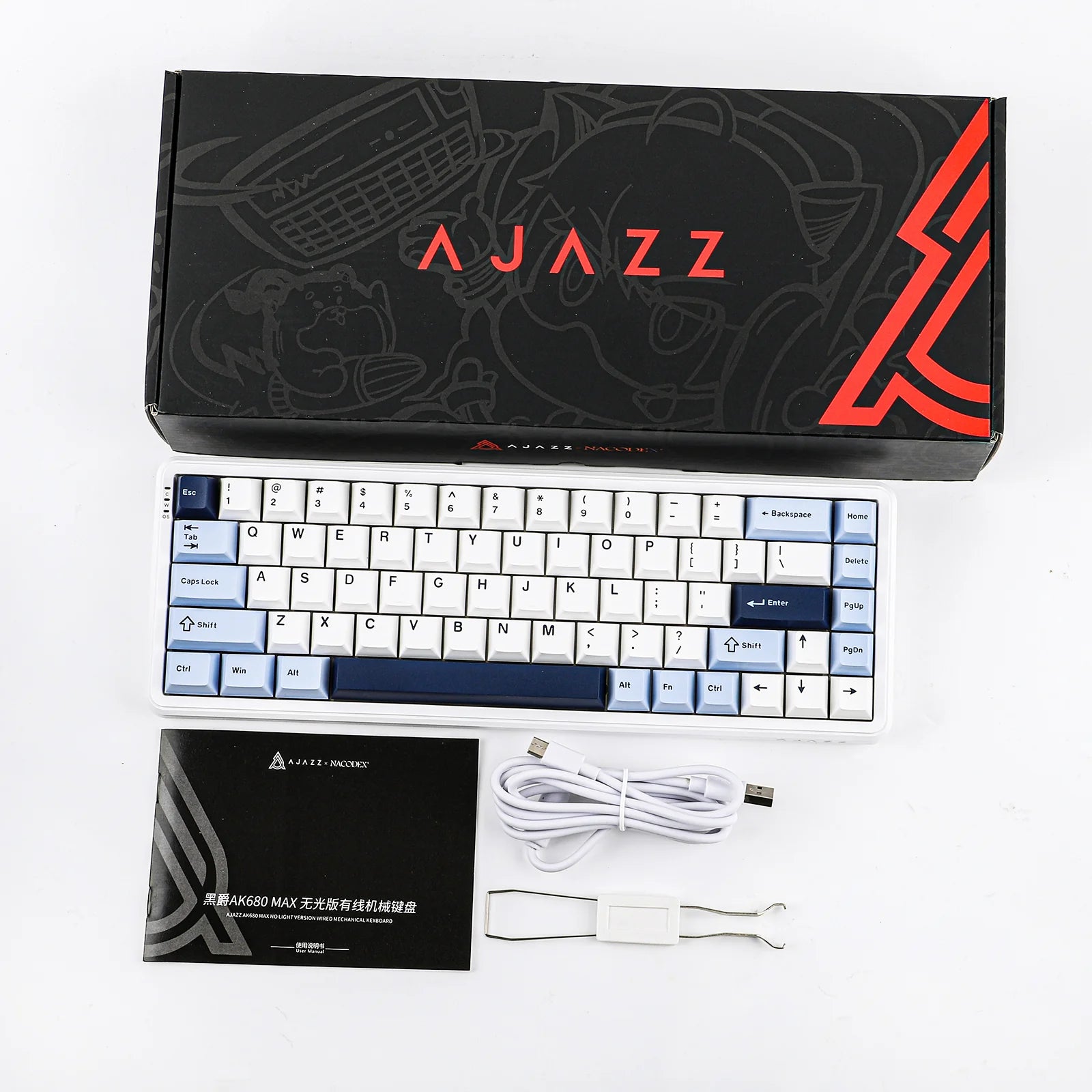 Ajazz AK680 Max Blue - White Magnetic keyboard RGB Wired (Magnetic switch) - I Gaming Computer | Australia Wide Shipping | Buy now, Pay Later with Afterpay, Klarna, Zip, Latitude & Paypal