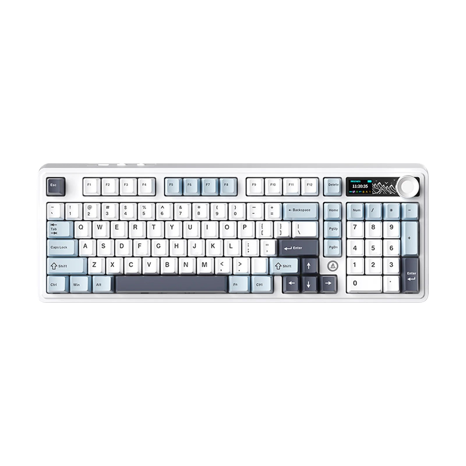 Ajazz AK980 Silent Blue - White - Blue Mechanical keyboard With Screen RGB Wired&Wireless (Mute switch) - I Gaming Computer | Australia Wide Shipping | Buy now, Pay Later with Afterpay, Klarna, Zip, Latitude & Paypal