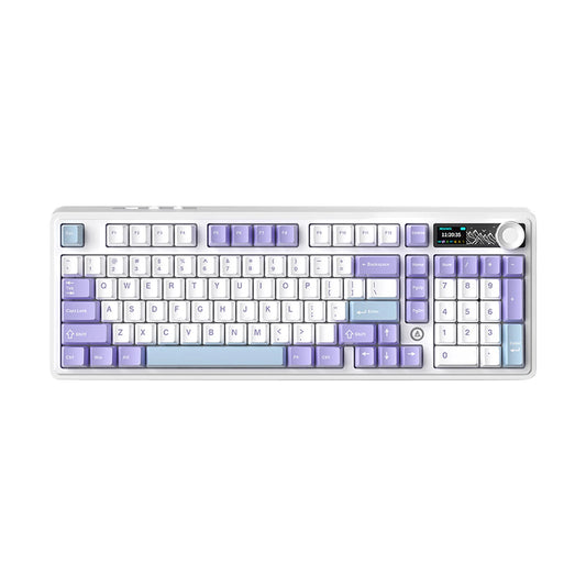 Ajazz AK980 Silent Purple - White - Blue Mechanical keyboard With Screen RGB Wired&Wireless (Mute switch) - I Gaming Computer | Australia Wide Shipping | Buy now, Pay Later with Afterpay, Klarna, Zip, Latitude & Paypal