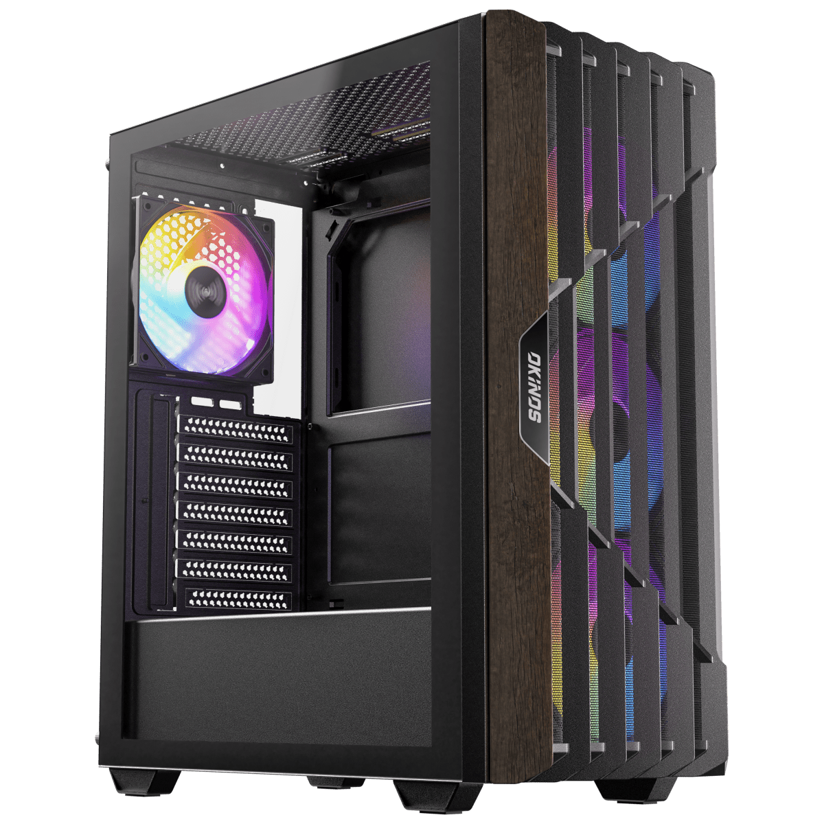 Okinos Cypress P5 ARGB Oak Wood Trim Mid Tower ATX Case - I Gaming Computer | Australia Wide Shipping | Buy now, Pay Later with Afterpay, Klarna, Zip, Latitude & Paypal