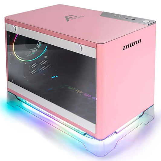InWin A1 Prime Tempered Glass Mini Tower Mini-ITX Case with 750W Power Supply - Pink