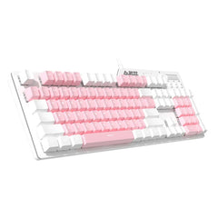 Ajazz AK35i Pink and White Mechanical keyboard White lights Hot Swappable (Blue switch)