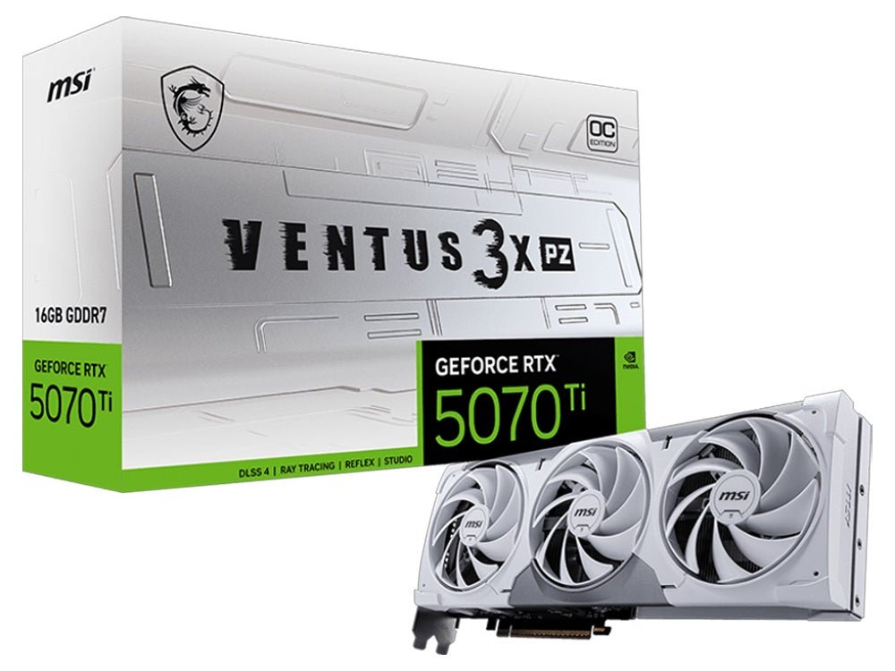 MSI GeForce RTX 5070 Ti 16G Ventus 3X PZ OC White Graphics Card - I Gaming Computer | Australia Wide Shipping | Buy now, Pay Later with Afterpay, Klarna, Zip, Latitude & Paypal