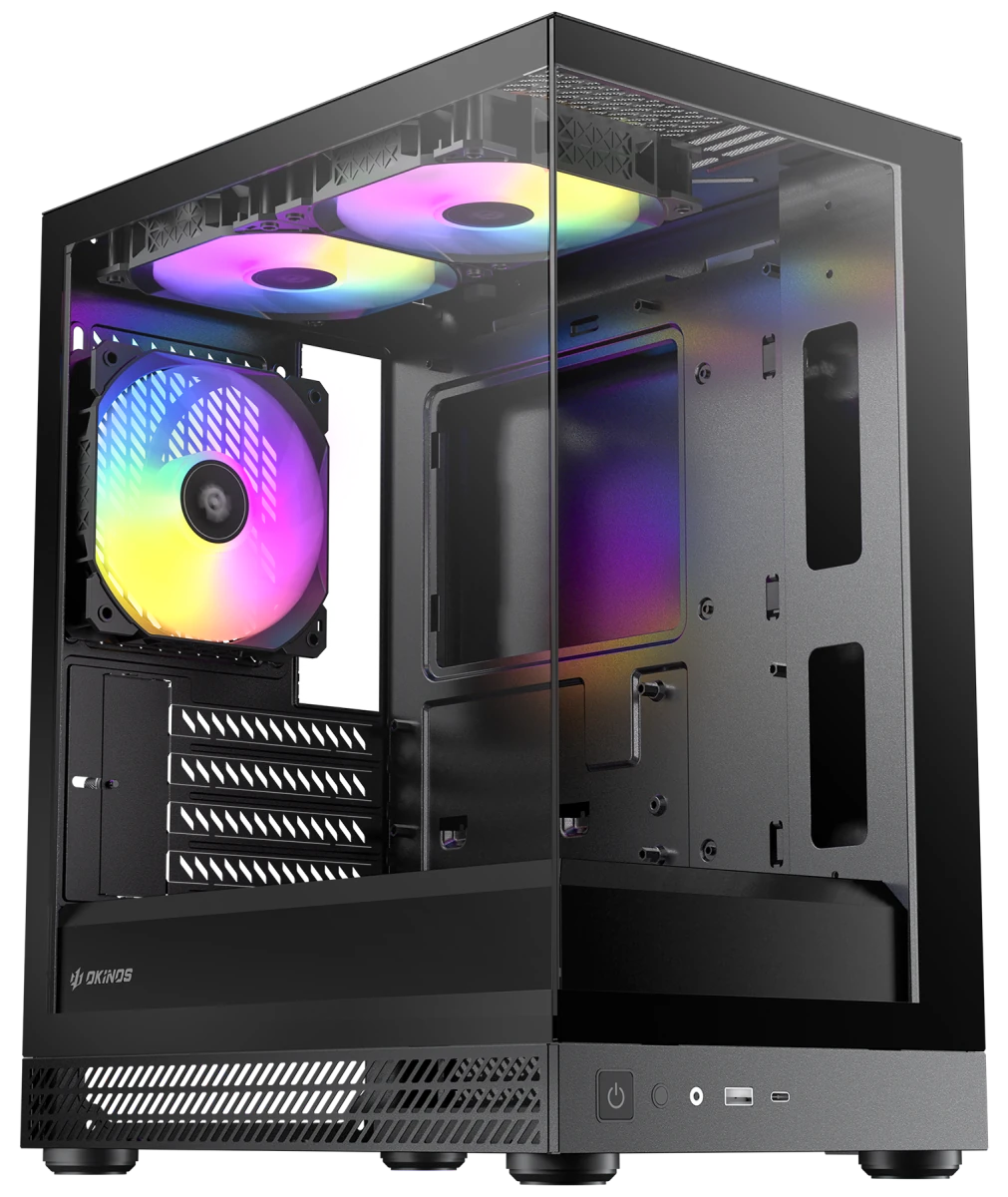 Okinos AQUA UNO Tempered Glass Mini Tower mATX Case - Black - I Gaming Computer | Australia Wide Shipping | Buy now, Pay Later with Afterpay, Klarna, Zip, Latitude & Paypal