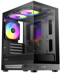 Okinos AQUA UNO Tempered Glass Mini Tower mATX Case - Black