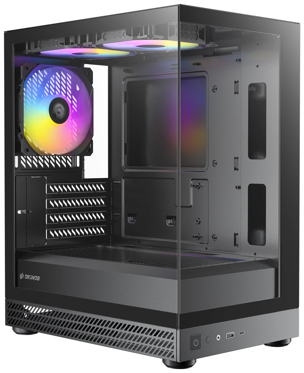 Okinos AQUA UNO Tempered Glass Mini Tower mATX Case - Black - I Gaming Computer | Australia Wide Shipping | Buy now, Pay Later with Afterpay, Klarna, Zip, Latitude & Paypal