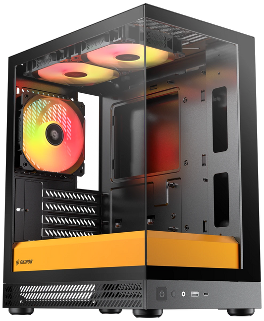 Okinos AQUA UNO Tempered Glass Mini Tower mATX Case - Canary - I Gaming Computer | Australia Wide Shipping | Buy now, Pay Later with Afterpay, Klarna, Zip, Latitude & Paypal
