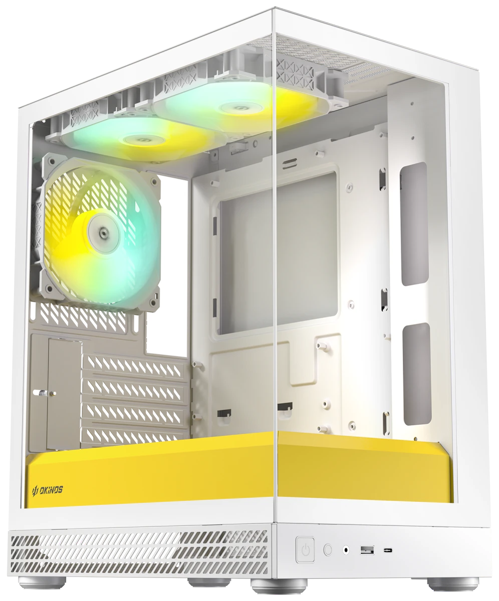 Okinos AQUA UNO Tempered Glass Mini Tower mATX Case - Yolk - I Gaming Computer | Australia Wide Shipping | Buy now, Pay Later with Afterpay, Klarna, Zip, Latitude & Paypal