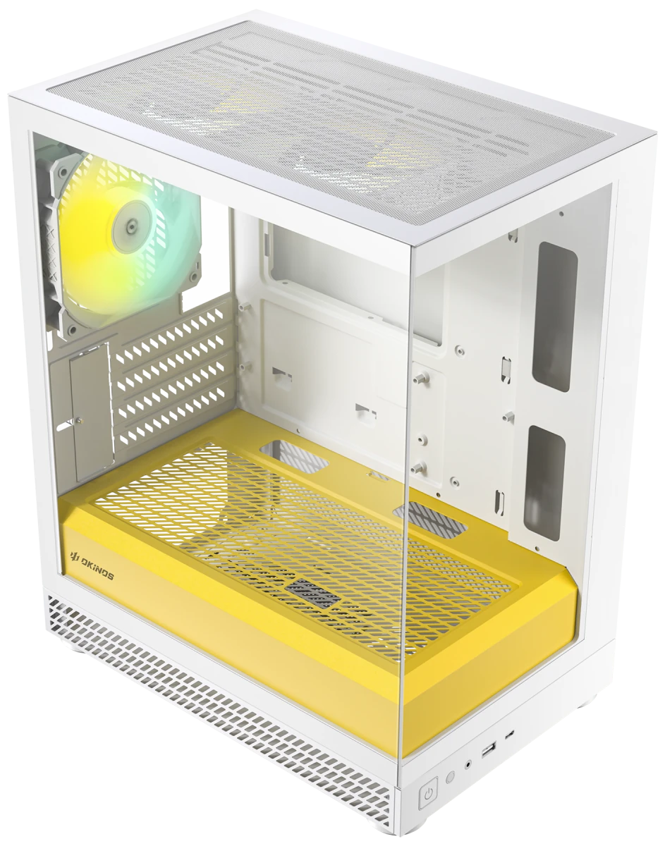 Okinos AQUA UNO Tempered Glass Mini Tower mATX Case - Yolk - I Gaming Computer | Australia Wide Shipping | Buy now, Pay Later with Afterpay, Klarna, Zip, Latitude & Paypal