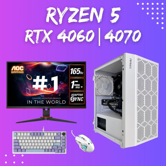 Gaming PC Bundle | Ryzen 5 5500 | RTX 4060-4060 Ti | White Phantom - I Gaming Computer | Australia Wide Shipping | Buy now, Pay Later with Afterpay, Klarna, Zip, Latitude & Paypal