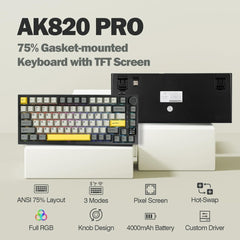 Ajazz AK820Pro Gray Mechanical keyboard RGB Wired&Wireless(Gift switch) - I Gaming Computer | Australia Wide Shipping | Buy now, Pay Later with Afterpay, Klarna, Zip, Latitude & Paypal