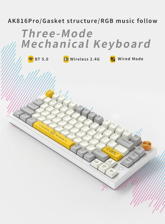 Ajazz AK816 PRO White Mechanical keyboard (Silver switch) - I Gaming Computer | Australia Wide Shipping | Buy now, Pay Later with Afterpay, Klarna, Zip, Latitude & Paypal
