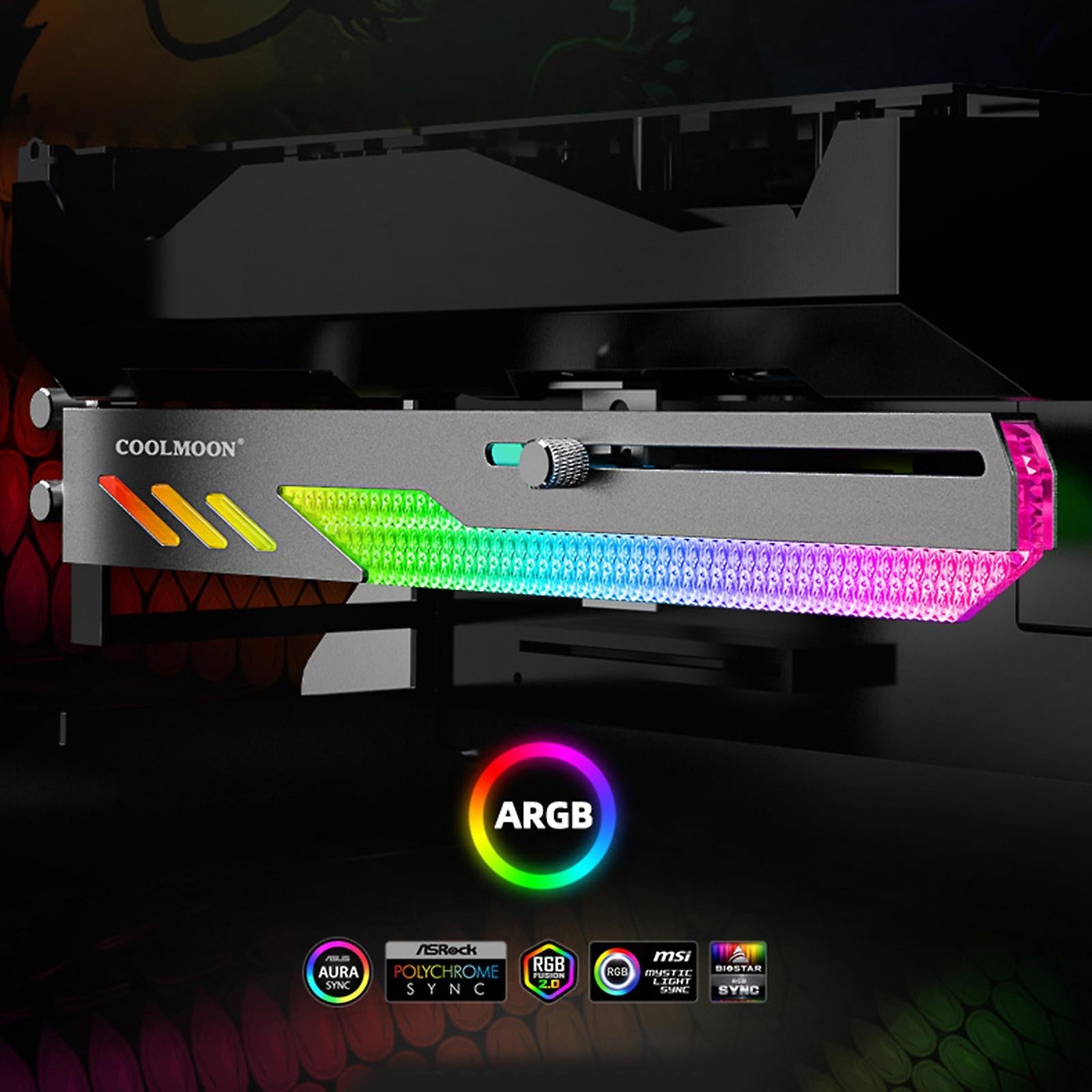 COOLMOON GT8 ARGB Graphics Card Brace Support Black - I Gaming Computer | Australia Wide Shipping | Buy now, Pay Later with Afterpay, Klarna, Zip, Latitude & Paypal