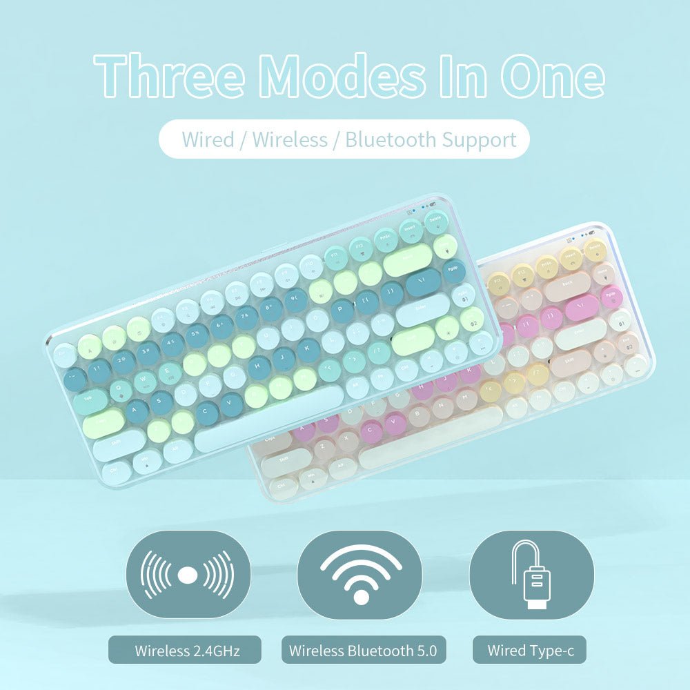 Ajazz K840T White Mechanical keyboard White lights Wired&Wireless (Brown switch) - I Gaming Computer | Australia Wide Shipping | Buy now, Pay Later with Afterpay, Klarna, Zip, Latitude & Paypal