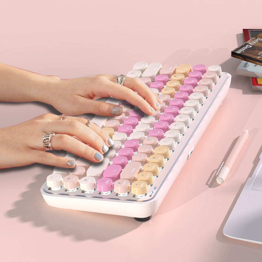 Ajazz K840T White Mechanical keyboard White lights Wired&Wireless (Brown switch) - I Gaming Computer | Australia Wide Shipping | Buy now, Pay Later with Afterpay, Klarna, Zip, Latitude & Paypal