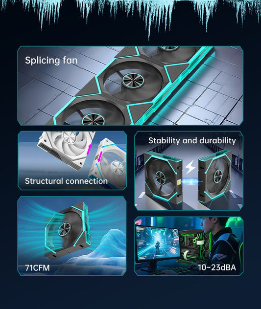 COOLMOON HiFrost ICELOOP01 ARGB 120mm PWM fan Forward 3 - Pack Black - I Gaming Computer | Australia Wide Shipping | Buy now, Pay Later with Afterpay, Klarna, Zip, Latitude & Paypal