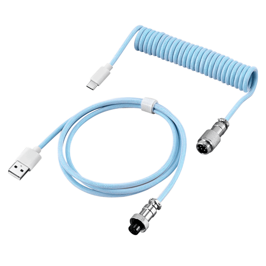 Custom Mechanical Coiled Cable Blue - I Gaming Computer | Australia Wide Shipping | Buy now, Pay Later with Afterpay, Klarna, Zip, Latitude & Paypal