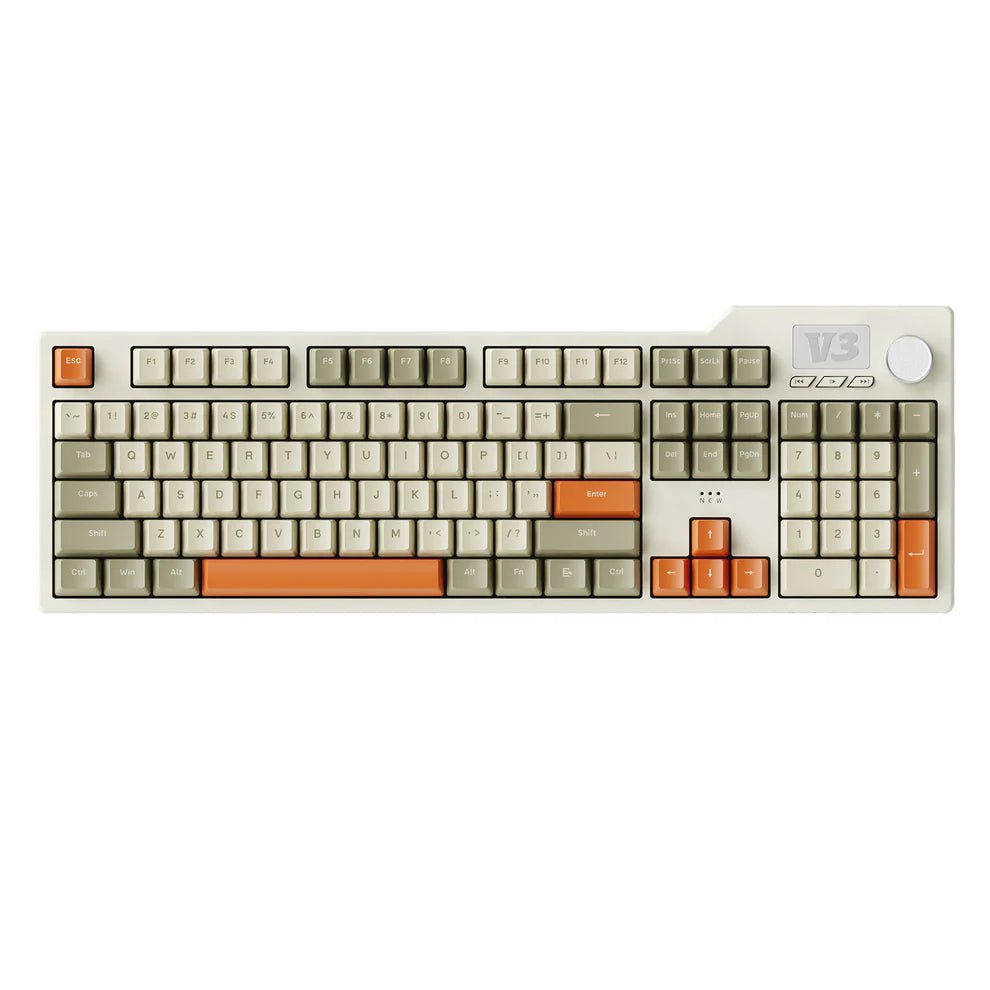 Ajazz AK35i V3 Crey - Cream - Orange Mechanical keyboard Wired White lights (Sea Salt switch) - I Gaming Computer | Australia Wide Shipping | Buy now, Pay Later with Afterpay, Klarna, Zip, Latitude & Paypal