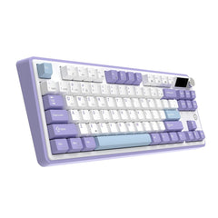 Ajazz AK870 White Purple Mechanical keyboard With Screen RGB Wired&Wireless (KTT Hyacinth switch) - I Gaming Computer | Australia Wide Shipping | Buy now, Pay Later with Afterpay, Klarna, Zip, Latitude & Paypal