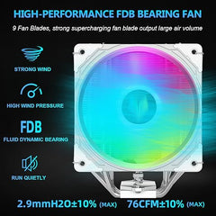 COOLMOON AOSOR AS600 CPU Cooler ARGB 6 Heat Pipe White