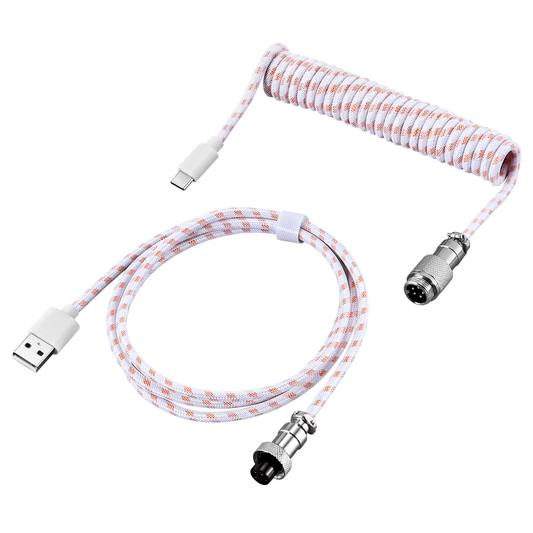 Custom Mechanical Coiled Cable Peach Cream - I Gaming Computer | Australia Wide Shipping | Buy now, Pay Later with Afterpay, Klarna, Zip, Latitude & Paypal