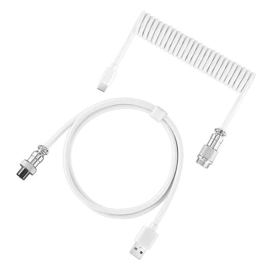 Custom Mechanical Coiled Cable White - I Gaming Computer | Australia Wide Shipping | Buy now, Pay Later with Afterpay, Klarna, Zip, Latitude & Paypal