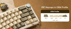 Ajazz AKS068Pro Retro Grey Mechanical keyboard RGB Wired&Wireless(Sea Salt switch) - I Gaming Computer | Australia Wide Shipping | Buy now, Pay Later with Afterpay, Klarna, Zip, Latitude & Paypal