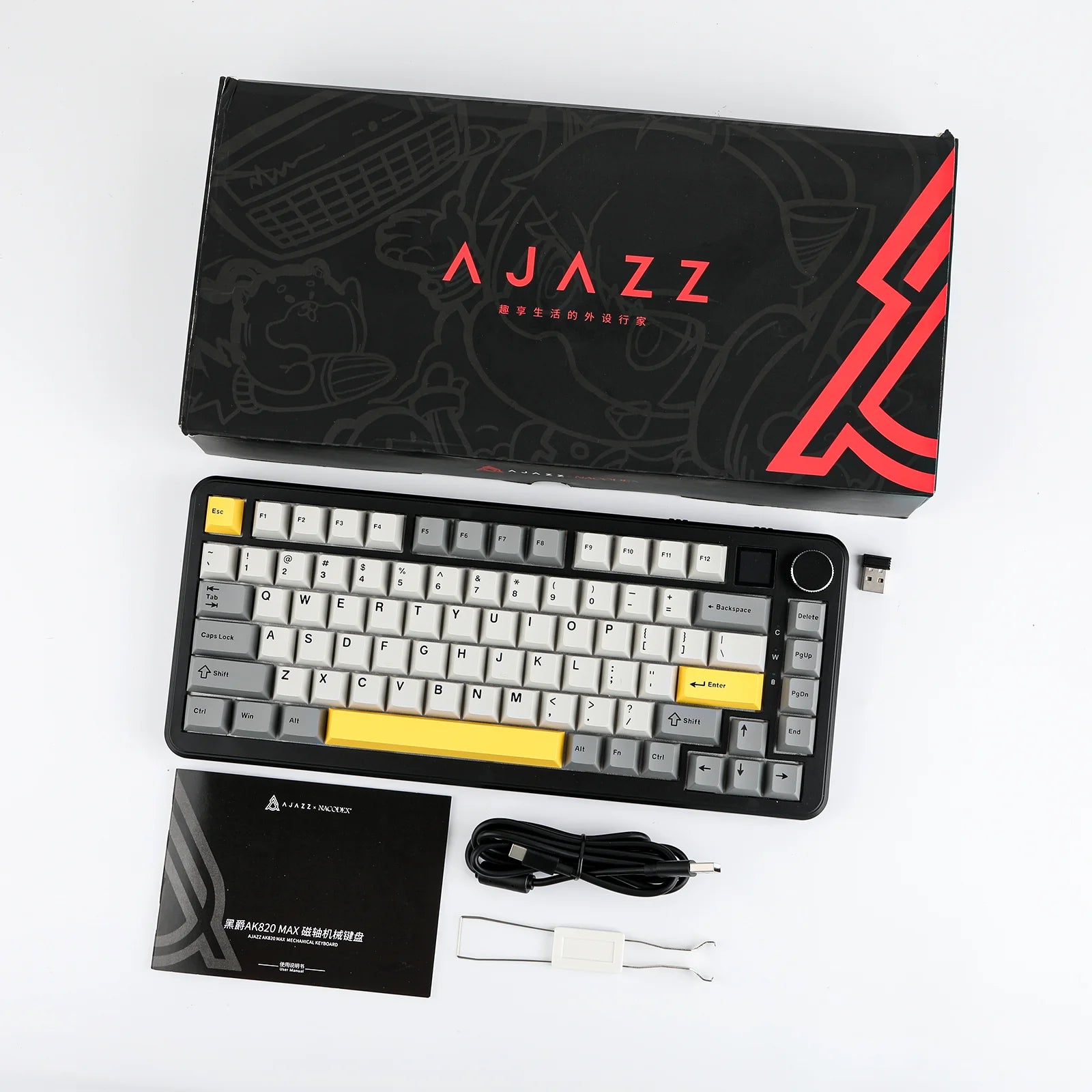 Ajazz AK820 MAX Black - Gray - Yellow Magnetic keyboard RGB With Screen Wired&Wireless(Magnetic switch) - I Gaming Computer | Australia Wide Shipping | Buy now, Pay Later with Afterpay, Klarna, Zip, Latitude & Paypal