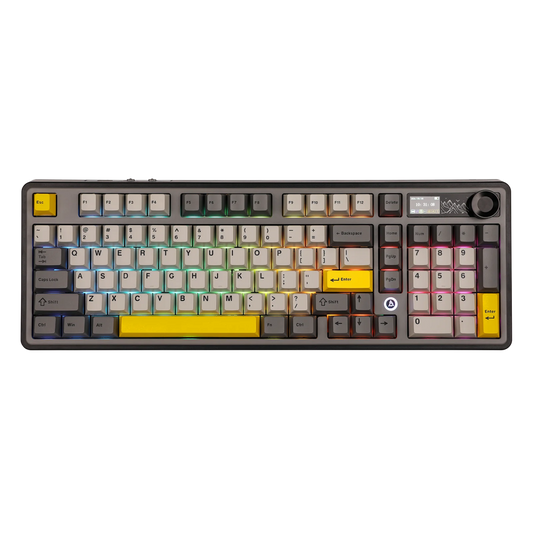 Ajazz AK980 Black - Gray - Yellow Mechanical keyboard With Screen RGB Wired&Wireless (Maillard switch) - I Gaming Computer | Australia Wide Shipping | Buy now, Pay Later with Afterpay, Klarna, Zip, Latitude & Paypal