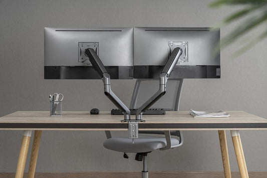 Brateck Dual Monitor Economical Spring - Assisted Monitor Arm Fit Most 17" - 32" Monitors, Up to 9kg per screen VESA 75x75/100x100 Matte Grey - I Gaming Computer | Australia Wide Shipping | Buy now, Pay Later with Afterpay, Klarna, Zip, Latitude & Paypal