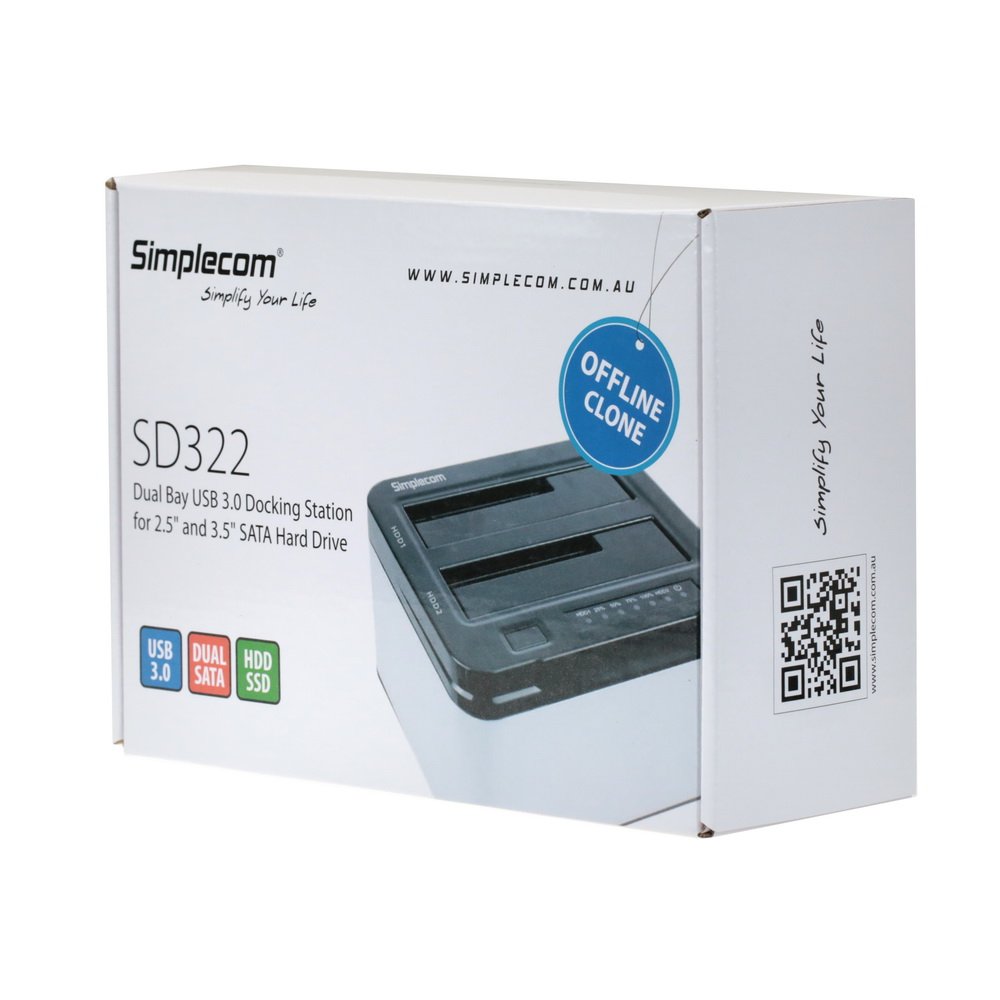 Simplecom SD322 Dual Bay USB 3.0 Aluminium Docking Station for 2.5" and 3.5" SATA HDD Black - I Gaming Computer | Australia Wide Shipping | Buy now, Pay Later with Afterpay, Klarna, Zip, Latitude & Paypal