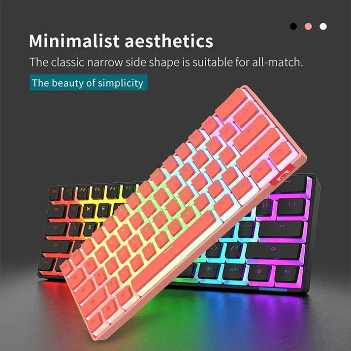 Ajazz STK61 pink Mechanical keyboard RGB (Red switch) - I Gaming Computer | Australia Wide Shipping | Buy now, Pay Later with Afterpay, Klarna, Zip, Latitude & Paypal