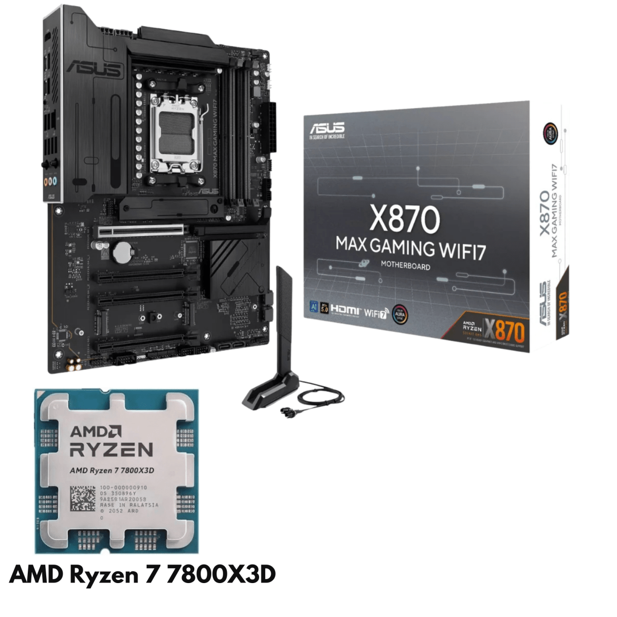 Bundle - Ryzen 7 7800X3D CPU + ASUS X870 MAX GAMING WIFI7 AM5 ATX Motherboard - I Gaming Computer | Australia Wide Shipping | Buy now, Pay Later with Afterpay, Klarna, Zip, Latitude & Paypal