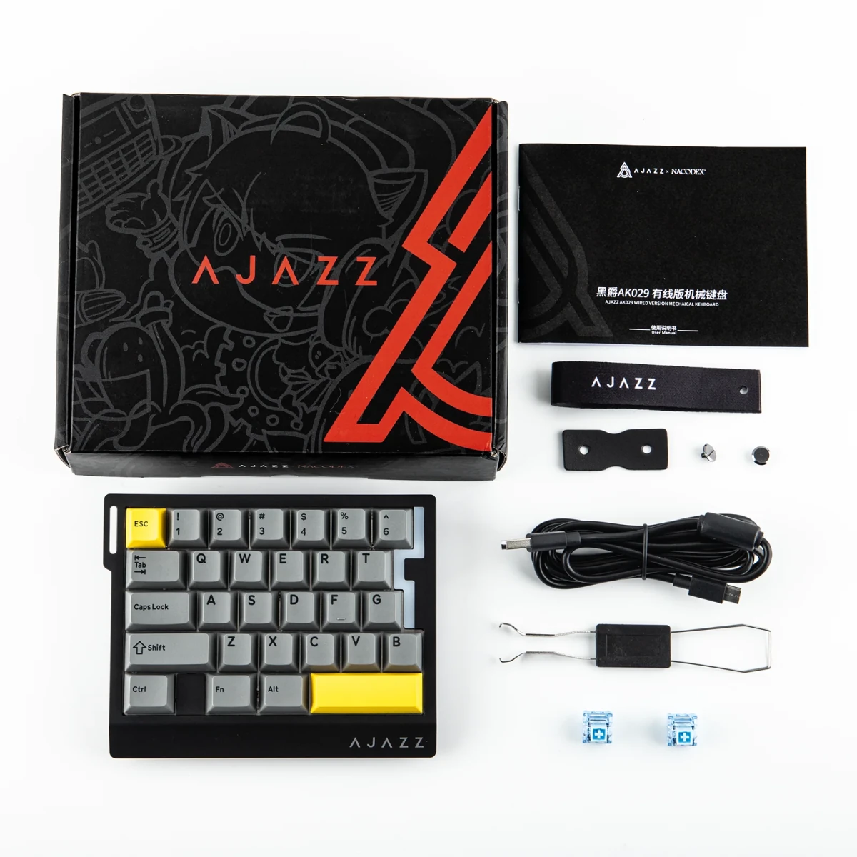 Ajazz AK029 Black - Yellow Compact 29 - Key Magnetic keyboard RGB Wired (Ice lsland switch) - I Gaming Computer | Australia Wide Shipping | Buy now, Pay Later with Afterpay, Klarna, Zip, Latitude & Paypal