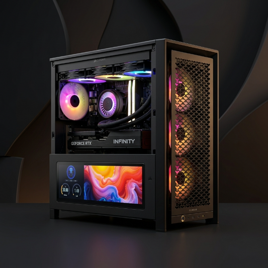 Gaming PC Infinity Flux AMD Corsair 4000 LCD Touchscreen