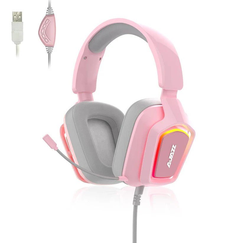 Ajazz AX368 Pink USB Gaming Headset With Noise Canceling Mic RGB - I Gaming Computer | Australia Wide Shipping | Buy now, Pay Later with Afterpay, Klarna, Zip, Latitude & Paypal