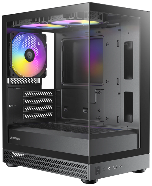 Okinos AQUA UNO Tempered Glass Mini Tower mATX Case - Black - I Gaming Computer | Australia Wide Shipping | Buy now, Pay Later with Afterpay, Klarna, Zip, Latitude & Paypal
