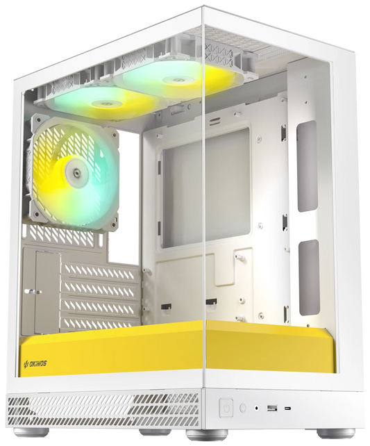Okinos AQUA UNO Tempered Glass Mini Tower mATX Case - Yolk - I Gaming Computer | Australia Wide Shipping | Buy now, Pay Later with Afterpay, Klarna, Zip, Latitude & Paypal