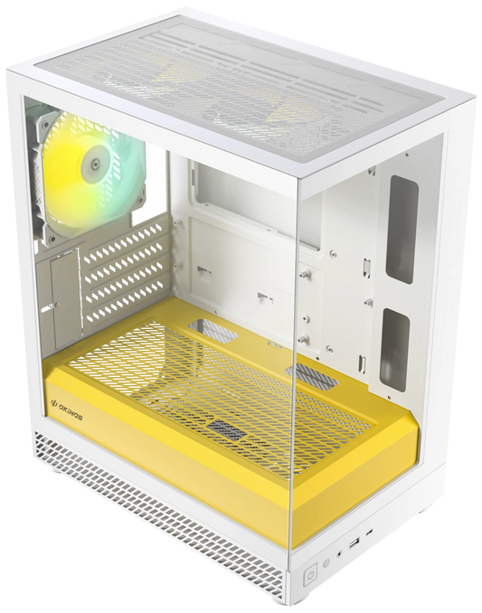 Okinos AQUA UNO Tempered Glass Mini Tower mATX Case - Yolk - I Gaming Computer | Australia Wide Shipping | Buy now, Pay Later with Afterpay, Klarna, Zip, Latitude & Paypal