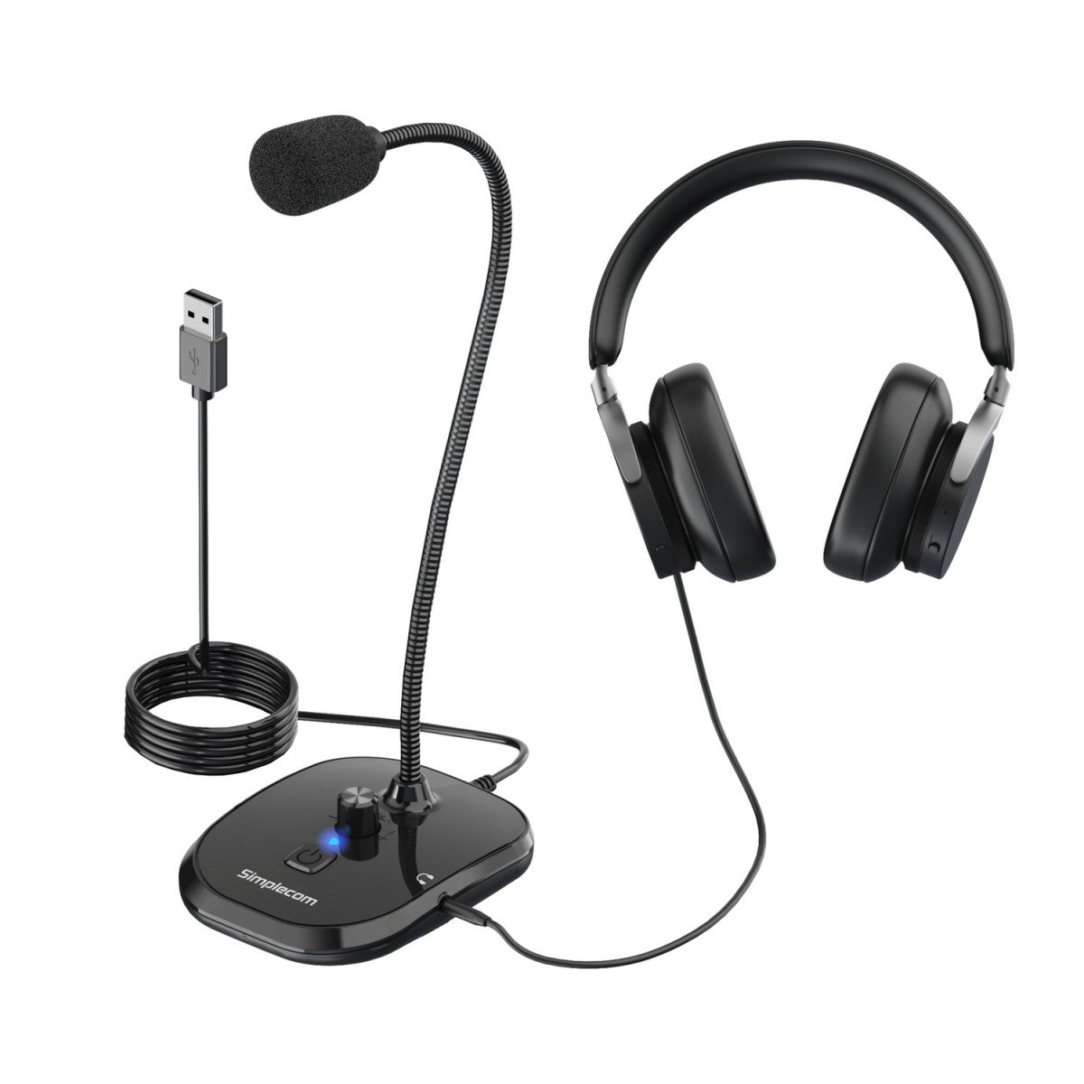 Simplecom UM360 Plug and Play USB Desktop Microphone with Headphone Jack - I Gaming Computer | Australia Wide Shipping | Buy now, Pay Later with Afterpay, Klarna, Zip, Latitude & Paypal