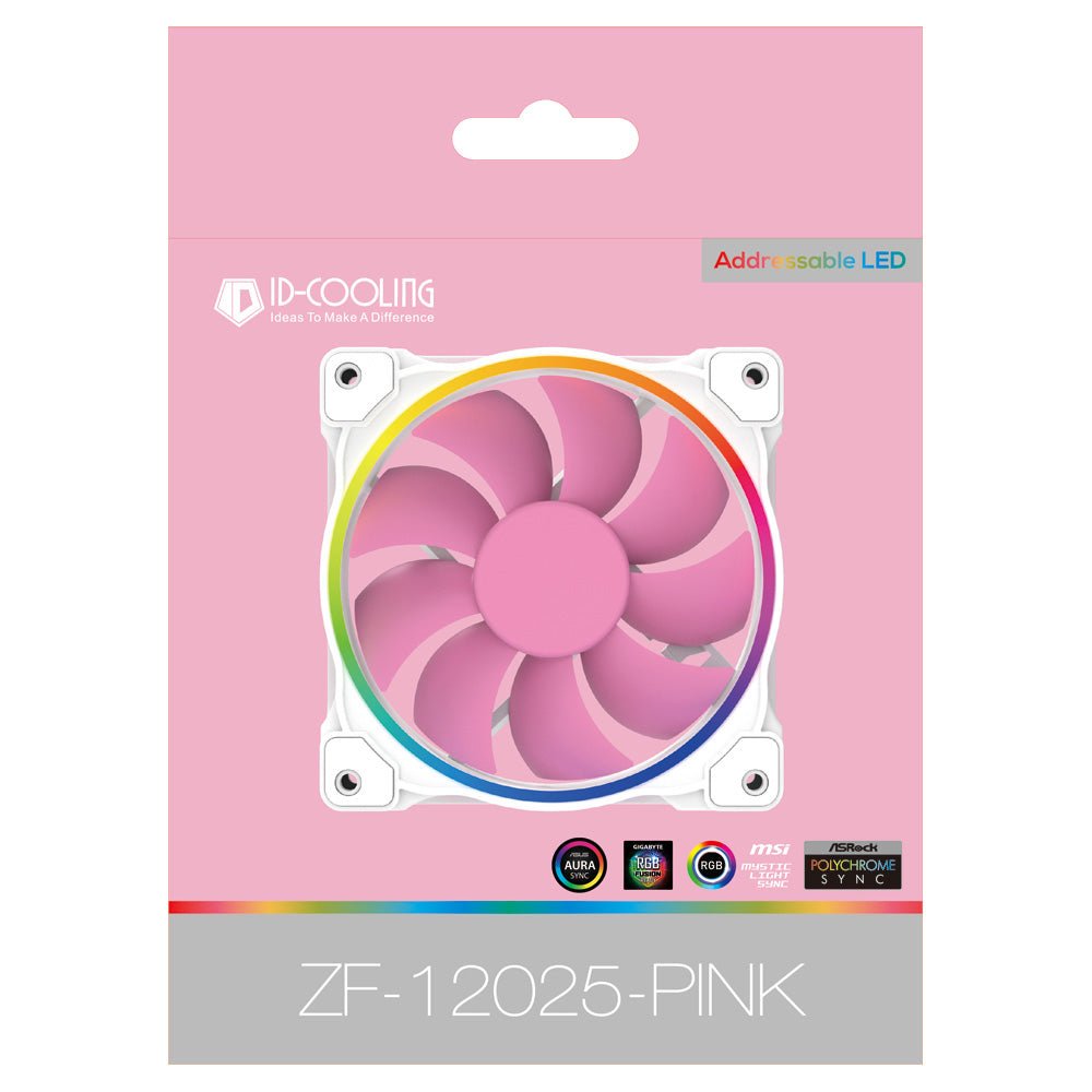 ID-COOLING ZF Series 120mm Pink Addressable RGB LED Fan - I Gaming Computer | Australia Wide Shipping | Buy now, Pay Later with Afterpay, Klarna, Zip, Latitude & Paypal