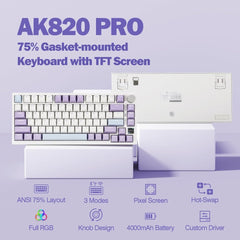 Ajazz AK820Pro Purple Mechanical keyboard RGB (Flyfish switch) - I Gaming Computer | Australia Wide Shipping | Buy now, Pay Later with Afterpay, Klarna, Zip, Latitude & Paypal