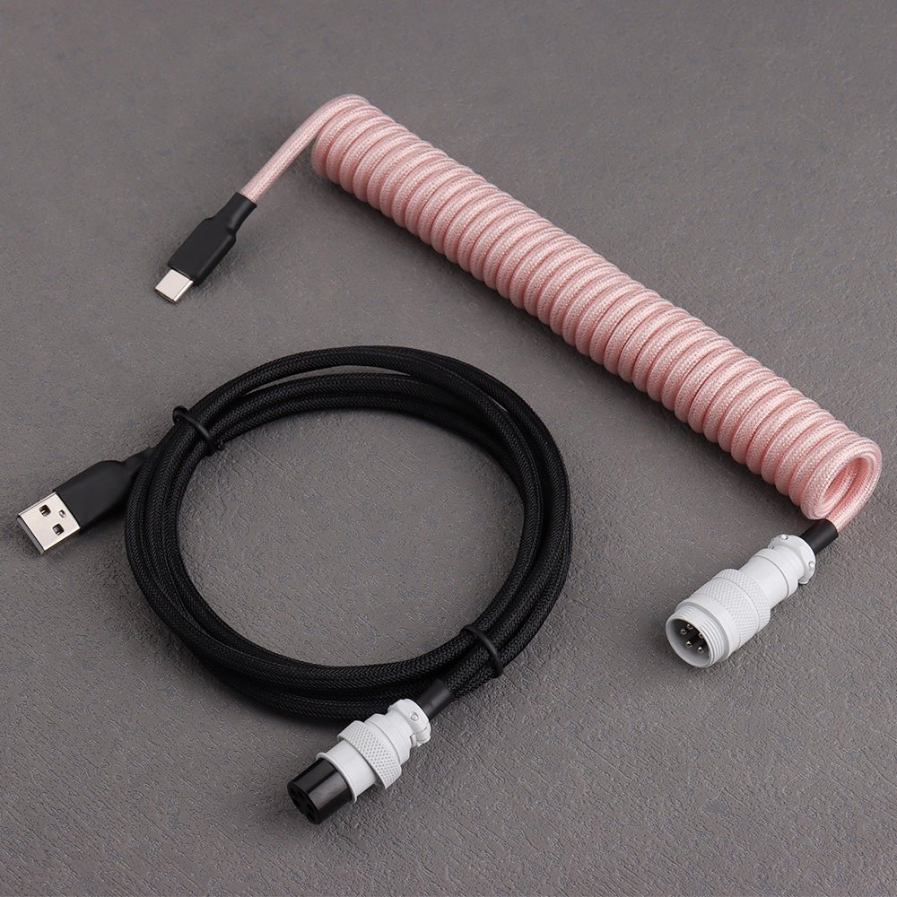Black Pink Custom Mechanical Coiled Cable GX16 - I Gaming Computer | Australia Wide Shipping | Buy now, Pay Later with Afterpay, Klarna, Zip, Latitude & Paypal