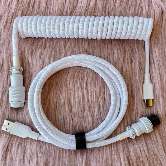 Coiled Cable GX16 -White - I Gaming Computer | Australia Wide Shipping | Buy now, Pay Later with Afterpay, Klarna, Zip, Latitude & Paypal