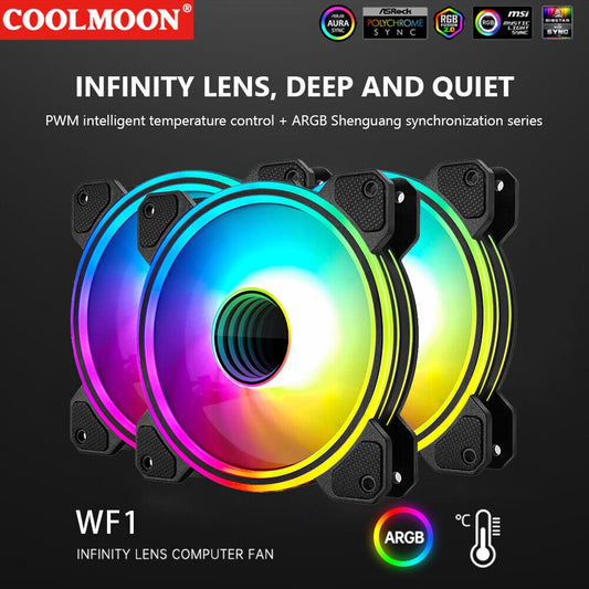 COOLMOON ARGB Snow Mirror 120mm PWM fan black - I Gaming Computer | Australia Wide Shipping | Buy now, Pay Later with Afterpay, Klarna, Zip, Latitude & Paypal