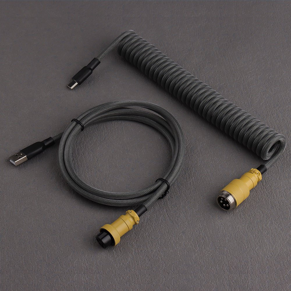 Slate Gray Custom Mechanical Coiled Cable GX16 - I Gaming Computer | Australia Wide Shipping | Buy now, Pay Later with Afterpay, Klarna, Zip, Latitude & Paypal